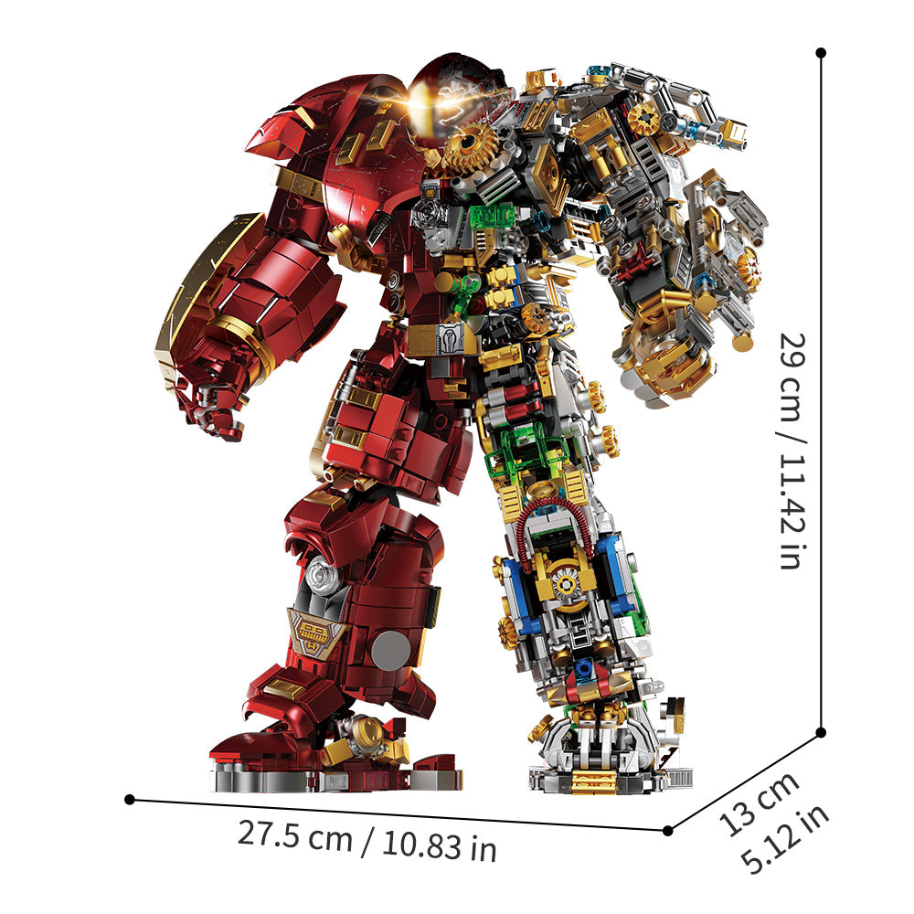 Mesiondy Titan-Class Heavy Armor Mech Building Kit – 2600+ PCS Premium Brick System | Semi-Mechanical Deconstructed Collectible | Light-Up Eye Effects