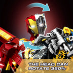 Mesiondy MK50 Armored Hero Semi-Mechanical Mech Building Kit – 2002 PCS Premium Brick System | Deconstructed Collectible Display Model | Light-Up Energy Effects