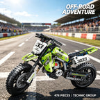 Mesiondy Championship Off-Road Dirt Bike Building Kit – 476 PCS Premium Brick System | Motocross Racing Model | Number 33 Livery