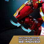 Ultimate Red & Gold Mecha Building Set – 13.8" Tall Armored Figure with 1,568 PCS, Full Articulation & Dual Energy Blades