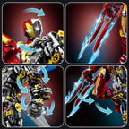 Mesiondy MK50 Armored Hero Semi-Mechanical Mech Building Kit – 2002 PCS Premium Brick System | Deconstructed Collectible Display Model | Light-Up Energy Effects