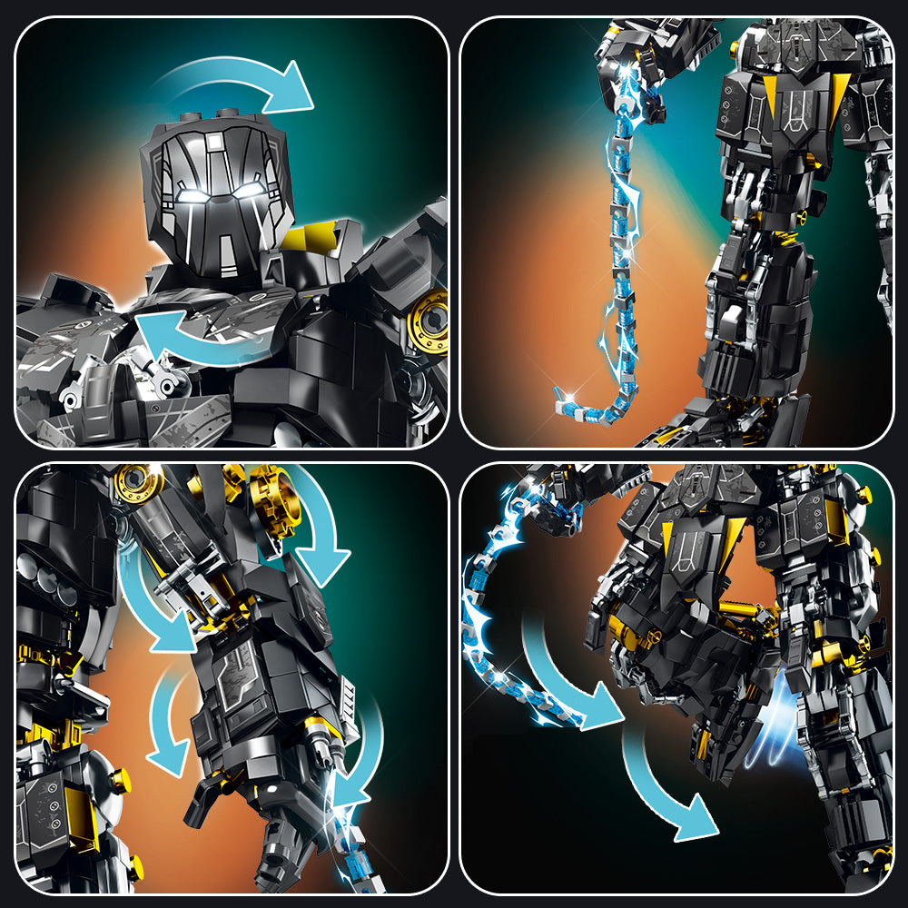 Mesiondy Obsidian Enforcer Mech Building Kit – 2362 PCS Premium Brick System | Energy Whip Effects | Light-Up Reactor Details