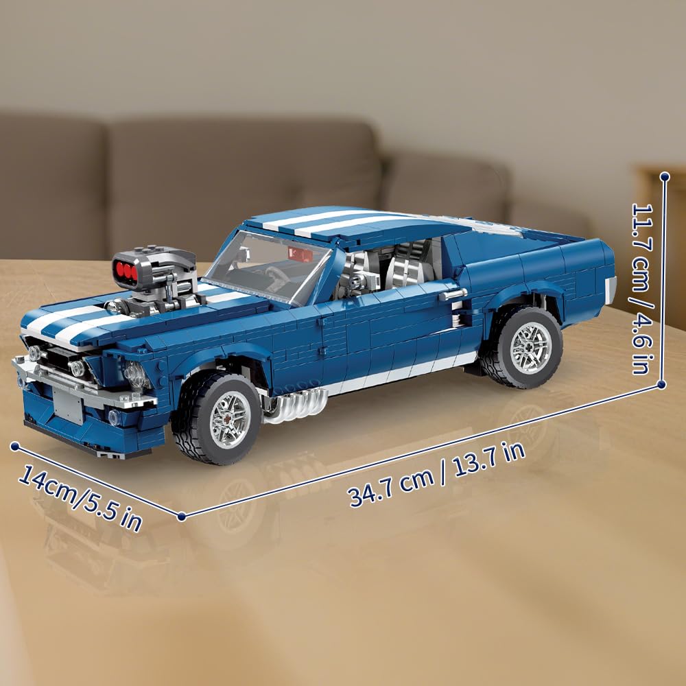 Mesiondy Classic GT Muscle Car Building Kit – 1680 PCS Premium Brick System | Vintage American Sport Coupe | Supercharged Engine Detail